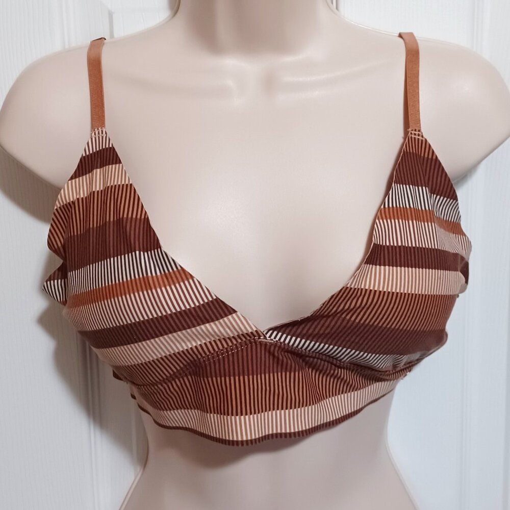 Danskin Intimates Brown Striped Bralette Large